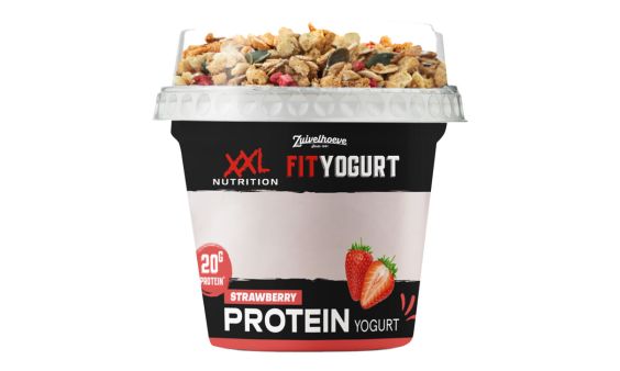 Fit yoghurt aardbei met muesli